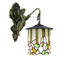 Cylinder Pattern Glass Shade Tiffany Wall Sconce with Mermaid Lamp Base