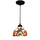 Dragonfly Dome Glass Shade in Vintage Style Tiffany Floral Ceiling Pendant, 8