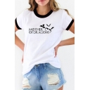 Hot Chic MOTHER OF DRAGONS Letter Graphic Print Contrast Trim Short Sleeves Casual Tee