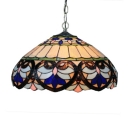 2-Light Ceiling Fixture with Tiffany Dome Shaped Glass Shade in Baroque Style, 18-Inch Wide