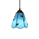 Blue Glass Shade Ceiling Fixture, Tiffany-Style 6