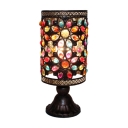 Tiffany-Style Table Lamp with Colorful Brilliant Beads Drum Shade for Living Room (2 Options Available)