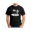 I NEED MORE SPACE Letter Astronaut Printed Round Neck Short Sleeve Tee
