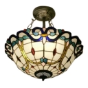 Baroque Semi Flush Mount Lamp Tiffany Style with 16