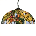 Vintage Classic Art Tiffany Stained Glass 2-Light Pendant Light with Leaf Pattern, Colorful,18