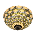 16-Inch Wide Tiffany Flush Mount Ceiling Light with Ripple Glass Shade, 2-Light