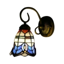Tiffany Single Light Wall Sconce with 6/8 Inch Wide Glass Shade in Nautical Style