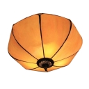 2-Light Tiffany Style Flush Mount Ceiling Fixture with Lantern Glass Shade, 12