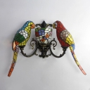 Three Light Wall Sconce with Tiffany Colorful Parrot Shaped Shade, 27