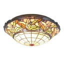 Tiffany Two Light Flush Mount Light in Rural Style with Colorful Glass Shade 16