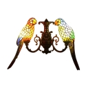 Double Light Wall Sconce with Tiffany-Style Colorful Parrot Shaped Glass Shade, 27