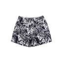 Best Elastic Men's Navy Blue Fish Coral Drawcord Swim Trunks Shorts without Lining