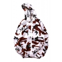 Camouflage Printed Long Sleeve Zip Up Sun Proof Hooded Coat