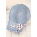 Floral Embroidered Baseball Denim Hat