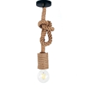 Industrial Vintage Mini Pendant Light with Rope in Open Bulb Style