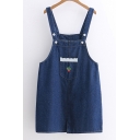 Strawberry Embroidered Pockets Front and Back Overalls
