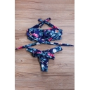 Floral Printed Off Shoulder Tie Side Top Cutout Side Bottom Bikini