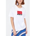 Basic Letter LOVE HOUR Print Short Sleeves Casual Round Neck Tee