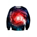 Vortex Galaxy Pattern Long Sleeve Casual Pullover Sweatshirt