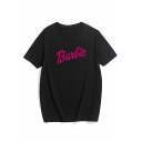 BARBIE Letter Printed Round Neck Short Sleeve Tee