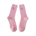 Cute Fruit Embroidered Ribbed Socks