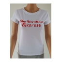 THE HOT MESS EXPRESS Letter Printed Round Neck Short Sleeve Tee