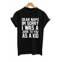 DEAR NAPS Letter Printed Round Neck Short Sleeve Tee
