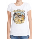 CATS AGAINST Animal Printed Round Neck Short Sleeve Tee