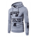 7 Number NEW YORK Letter Printed Long Sleeve Slim Hoodie