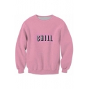 CHILL Letter Print Long Sleeve Pullover Sweatshirt for Couple