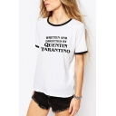 WRITTEN AND DIRECTED Letter Printed Contrast Trim Round Neck Short Sleeve Tee