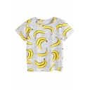 Banana Printed Round Neck Short Sleeve Tee