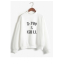 K-POP Letter Printed High Neck Long Sleeve Sweatshirt