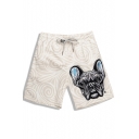 Big Men's Elastic Drawstring Quick Dry Puppy Dog Print Trunks Bathing Suits