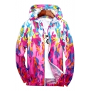 Ombre Camouflage Printed Long Sleeve Zip Up Hooded Coat