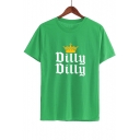 Crown DILLY Letter Printed Round Neck Short Sleeve Tee