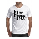 BE FREE Letter Eye Printed Round Neck Short Sleeve Tee