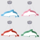 Acrylic Dolphin Hanging Light Modern Children Bedroom LED Suspended Light in White/Third Gear