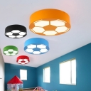 Sport Theme Football Flushmount Colorful Acrylic LED Ceiling Fixture for Boys Bedroom