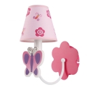 Girls Bedroom Butterfly Wall Lamp Decorative Single Head Sconce Light with Pink Fabric Shade