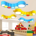 Cute Caterpillar Shape LED Ceiling Light Blue/Yellow Acrylic Lighting Fixture for Amusement Park