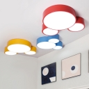 Acrylic LED Flush Mount with Cartoon Mouse Blue/Yellow/Red Ceiling Lamp for Amusement Park