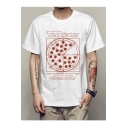 Pizza Letter Printed Round Neck Short Sleeve Tee