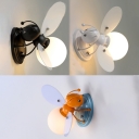 1 Light Bee Wall Lighting Boys Girls Bedroom Glass Shade Wall Mount Fixture in Black/Orange/White