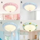 Lovely Bowl Shade Flushmount Girls Room Corridor Opal Glass Single Head LED Ceiling Fixture