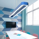 Blue Bar Shape Ceiling Pendant Lamp Modern Acrylic Suspended Light for Classroom Nursing Room