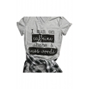 I RUN ON Letter Printed Round Neck Short Sleeve Graphic Tee