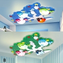 Plastic Tree LED Flush Mount Modernism Nursing Room 7 Lights Ceiling Fixture in Blue/Green