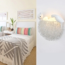 Nest Shape 4 Lights Wall Sconce White Glass Shade Art Deco Wall Mount Light for Living Room