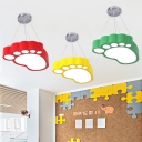 Creative Footprint Hanging Lamp Nursing Room Bedroom Acrylic LED Suspended Light in White